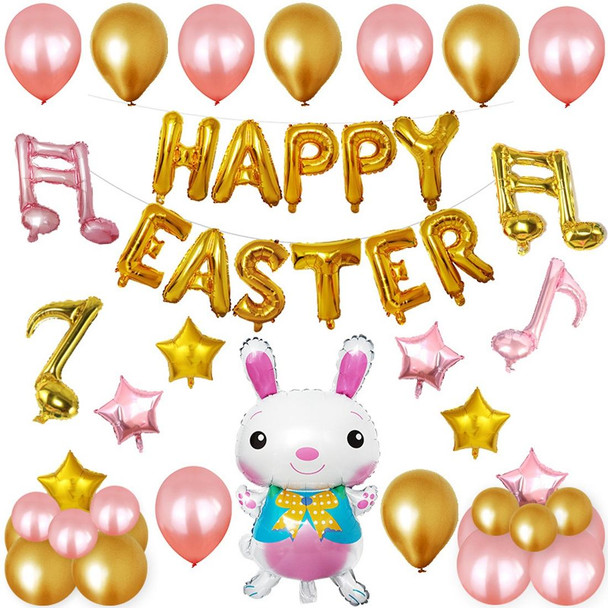 Happy Easter Rabbit Pattern Easter Holiday Alphabetic Ornament Balloons(Gold)