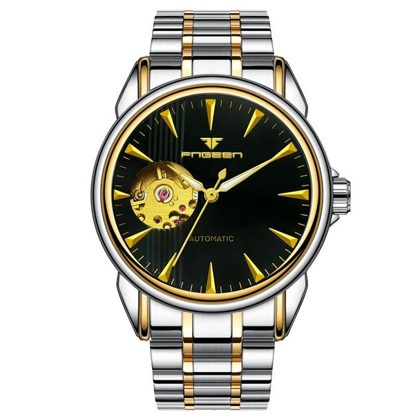 FNGEEN 8813 Multifunction Automatic Men Mechanical Watch(Gold Black Surface)