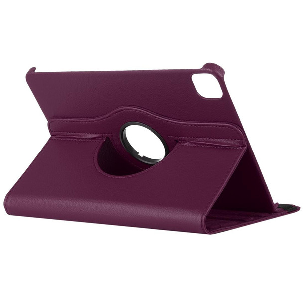 iPad Pro 12.9 (2021) / (2020) Litchi Texture Horizontal Flip 360 Degrees Rotation Leather Tablet Case with Holder(Purple)