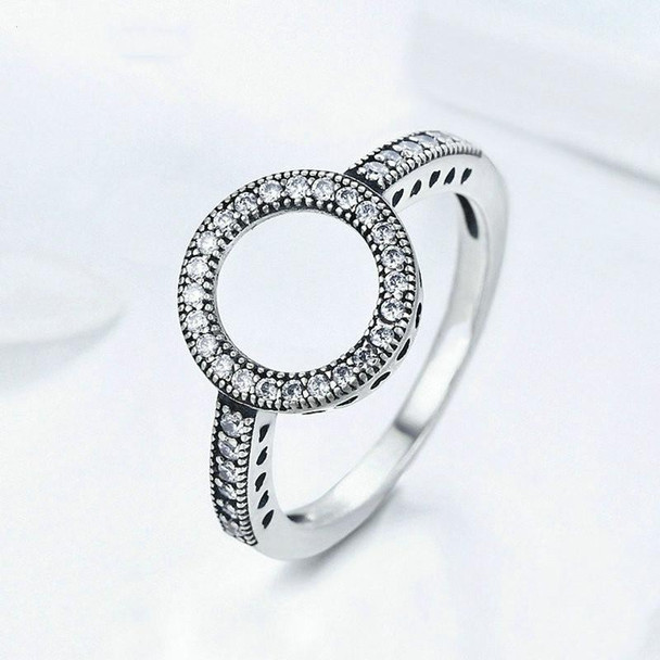 2 PCS Real 925 Sterling Silver Lucky Circle Diamond Halo Rings, Ring Size:10(White)