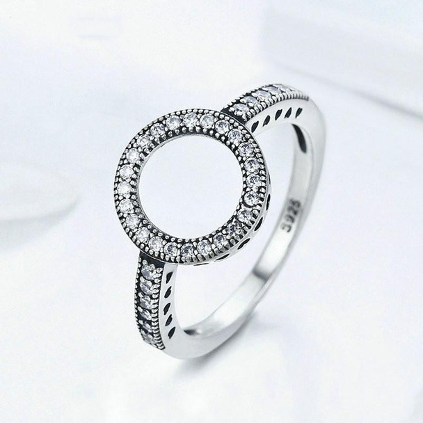 2 PCS Real 925 Sterling Silver Lucky Circle Diamond Halo Rings, Ring Size:9(Black)