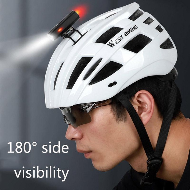 WEST BIKING YP0701281 Bicycle Lights Helmet Lights Front And Tail Warning Lights USB Night Riding Mountain Bike Equipment With Side Lights(Black)