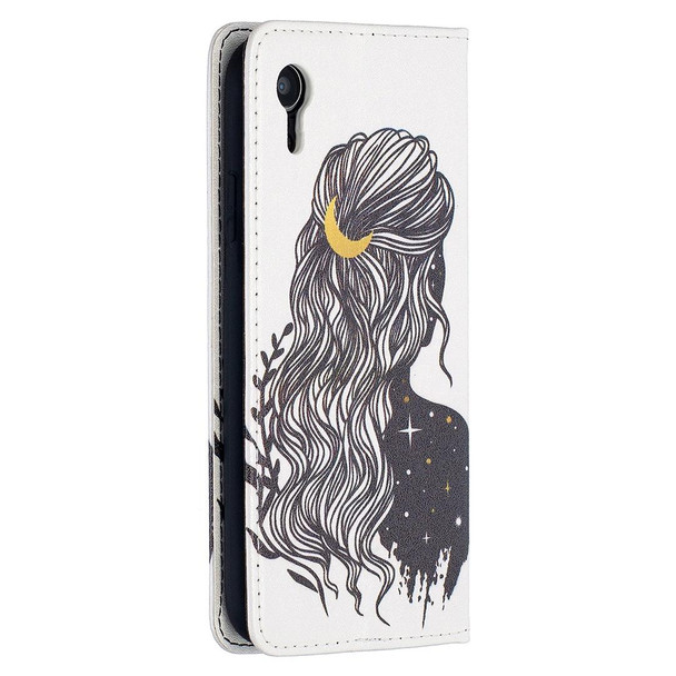 Colored Drawing Pattern Invisible Magnetic Horizontal Flip PU Leatherette Case with Holder & Card Slots & Wallet - iPhone XR(Girl)