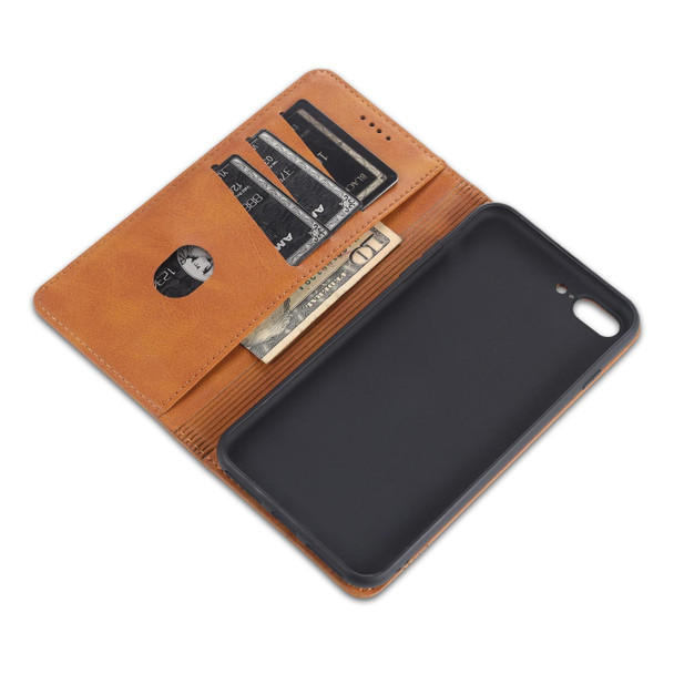 AZNS Magnetic Calf Texture Horizontal Flip Leatherette Case with Card Slots & Holder & Wallet - iPhone 8 Plus/7 Plus(Black)