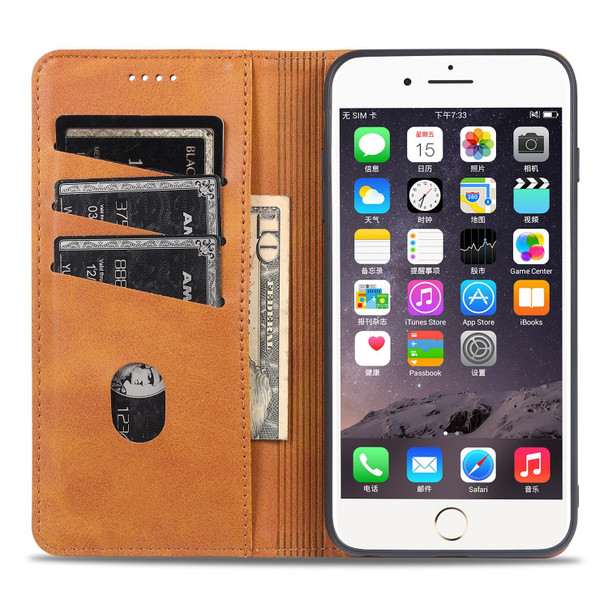 AZNS Magnetic Calf Texture Horizontal Flip Leatherette Case with Card Slots & Holder & Wallet - iPhone 6 Plus(Red)