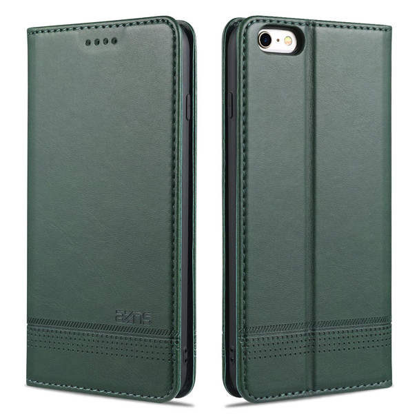 AZNS Magnetic Calf Texture Horizontal Flip Leatherette Case with Card Slots & Holder & Wallet - iPhone 6 Plus(Dark Green)