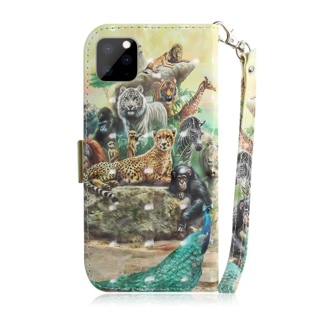 3D Colored Drawing Horizontal Flip Leatherette Case, with Holder & Card Slot & Wallet - iPhone 11 Pro(Zoo)