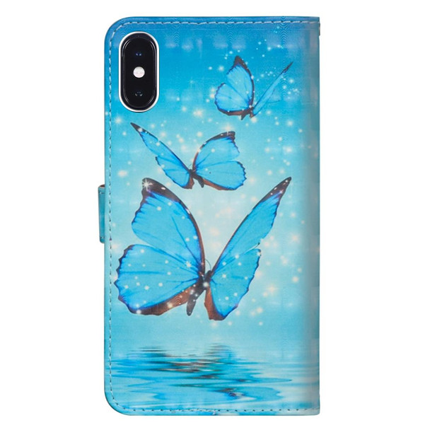 3D Painting Pattern Horizontal Flip TPU + PU Leatherette Case with Holder & Card Slots & Wallet - iPhone XS Max(Three Butterfly)