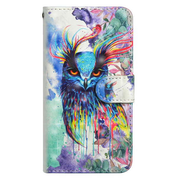 3D Painting Pattern Horizontal Flip TPU + PU Leatherette Case with Holder & Card Slots & Wallet - iPhone XS Max(Watercolor Owl)