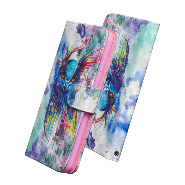 3D Painting Pattern Horizontal Flip TPU + PU Leatherette Case with Holder & Card Slots & Wallet - iPhone XS Max(Watercolor Owl)