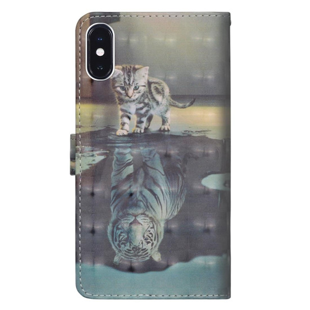 3D Painting Pattern Horizontal Flip TPU + PU Leatherette Case with Holder & Card Slots & Wallet - iPhone XS Max(Cat Tiger)