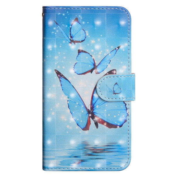 3D Painting Pattern Horizontal Flip TPU + PU Leatherette Case with Holder & Card Slots & Wallet - iPhone SE 2022 / SE 2020 / 8 / 7(Three Butterfly)