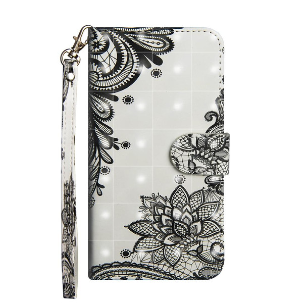 3D Painting Pattern Horizontal Flip TPU + PU Leatherette Case with Holder & Card Slots & Wallet - iPhone 6 / 6s(Black Flower)