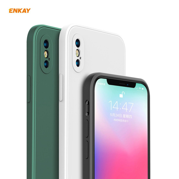 ENKAY ENK-PC0722 Hat-Prince Liquid Silicone Straight Edge Shockproof Protective Case + 0.26mm 9H 2.5D Full Glue Full Screen Tempered Glass Film - iPhone XS Max(Purple)