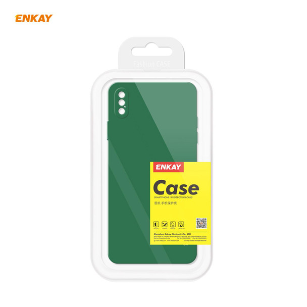 ENKAY ENK-PC071 Hat-Prince Liquid Silicone Straight Edge Shockproof Protective Case - iPhone XS / X(Dark Green)