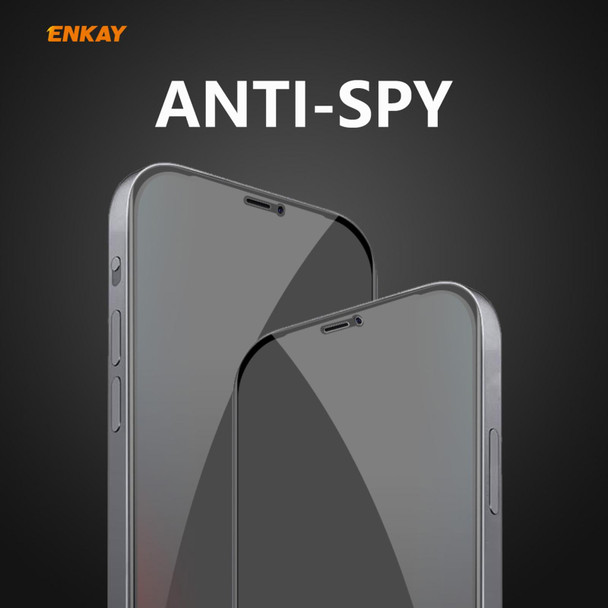 2 PCS ENKAY Hat-Prince 0.26mm 9H 6D Privacy Anti-spy Full Screen Tempered Glass Film - iPhone 12 mini
