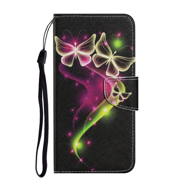 Coloured Drawing Pattern Horizontal Flip PU Leatherette Case with Holder & Card Slots & Wallet & Lanyard - iPhone 12 / 12 Pro(Couple Butterfly)