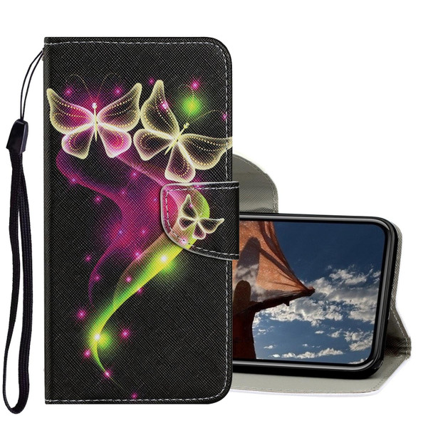 Coloured Drawing Pattern Horizontal Flip PU Leatherette Case with Holder & Card Slots & Wallet & Lanyard - iPhone 12 / 12 Pro(Couple Butterfly)