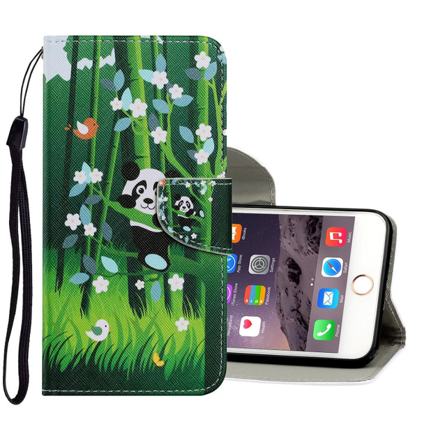 Coloured Drawing Pattern Horizontal Flip PU Leatherette Case with Holder & Card Slots & Wallet & Lanyard - iPhone 8 & 7(Panda)