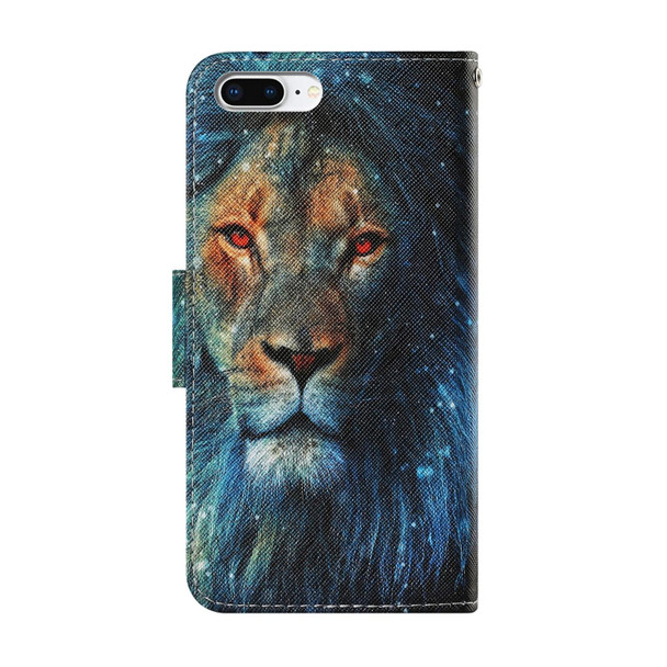 Coloured Drawing Pattern Horizontal Flip PU Leatherette Case with Holder & Card Slots & Wallet & Lanyard - iPhone 8 Plus & 7 Plus(Lion)