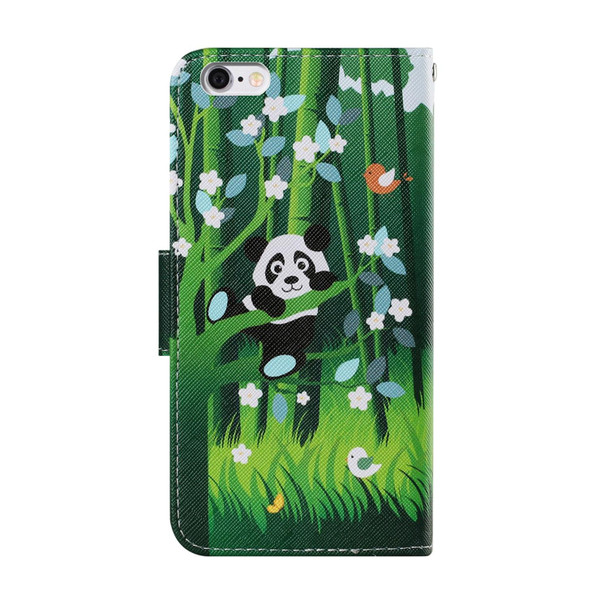 Coloured Drawing Pattern Horizontal Flip PU Leatherette Case with Holder & Card Slots & Wallet & Lanyard - iPhone 6 & 6s(Panda)