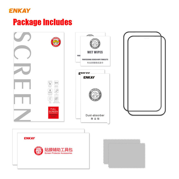 2 PCS ENKAY Hat-Prince Anti-drop Full Glue Tempered Glass Full Screen Film Anti-fall Protector - iPhone 12 mini