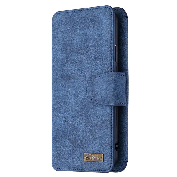 Detachable Frosted Magnetic Horizontal Flip Leatherette Case with Card Slots & Holder & Zipper Wallet & Photo Frame - iPhone 12 mini(Blue)