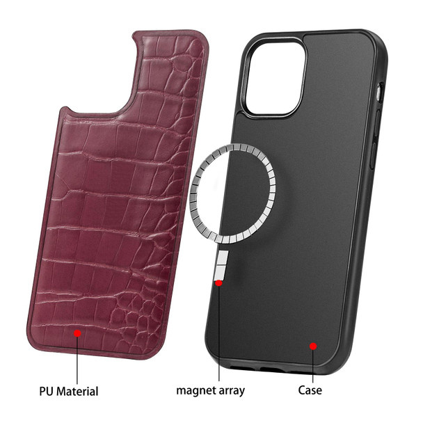Crocodile Texture Embossing Magnetic PU + TPU Protective Magsafe Case - iPhone 12 mini(Red)