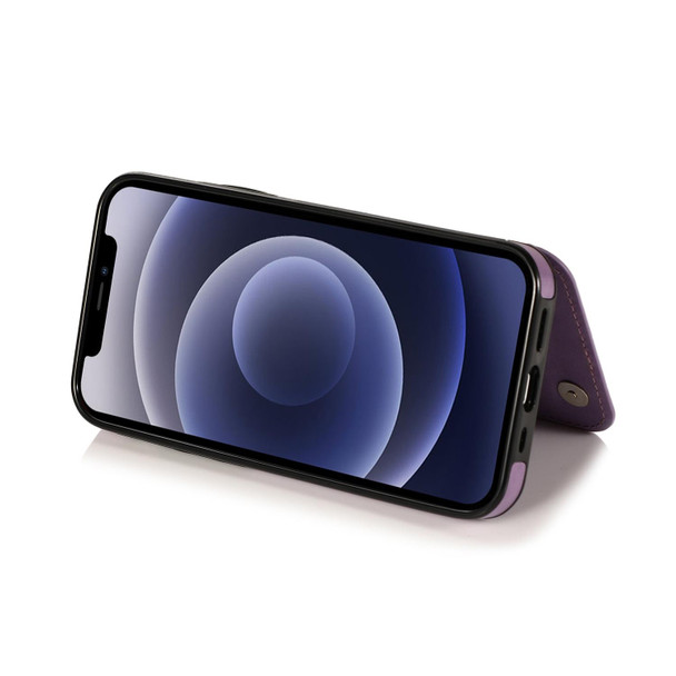 Double Buckle Mandala Pattern PU+TPU Protective Case with Card Slots & Holder & Photo Frame - iPhone 12 mini(Purple)