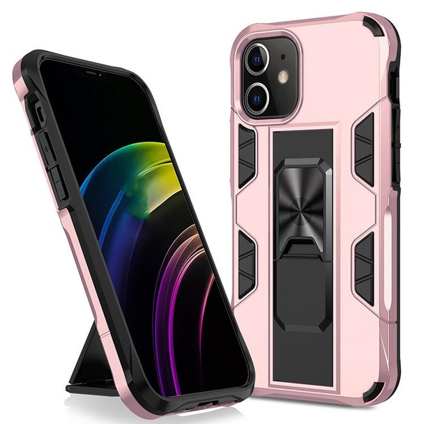 iPhone 12 Pro Max Armor Shockproof TPU + PC Magnetic Protective Case with Invisible Holder(Rose Gold)