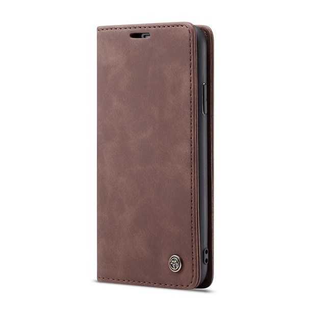 CaseMe-013 Multifunctional Retro Frosted Horizontal Flip Leatherette Case for iPhone X / XS, with Card Slot & Holder & Wallet(Coffee)