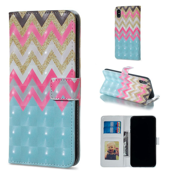 Color Wave Pattern Horizontal Flip Leatherette Case for iPhone X, with Holder & Card Slots & Photo Frame & Wallet