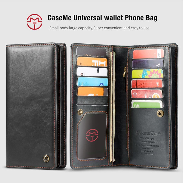 CaseMe-012 Multifunctional Horizontal Flip Leatherette Case,with Card Slot & Zipper Wallet & Photo Frame for iPhone X / XS(Black)