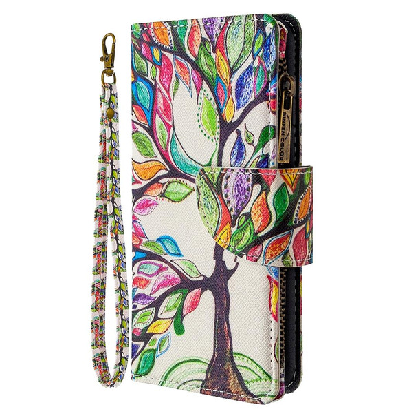 iPhone 6s & 6 Colored Drawing Pattern Zipper Horizontal Flip Leather Case with Holder & Card Slots & Wallet(Tree)