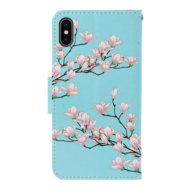 iPhone XS Max 3D Colored Drawing Horizontal Flip PU Leather Case with Holder & Card Slots & Wallet(Magnolia)