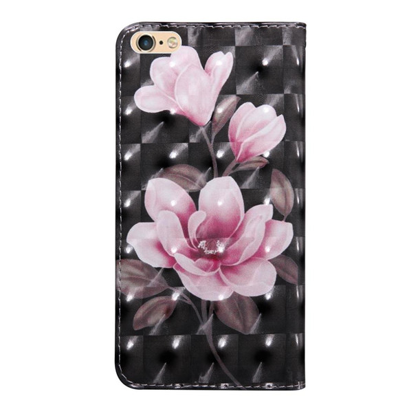 3D Painting Pattern Coloured Drawing Horizontal Flip TPU + PU Leatherette Case with Holder & Card Slots & Wallet - iPhone 6 Plus(Pink Flower)