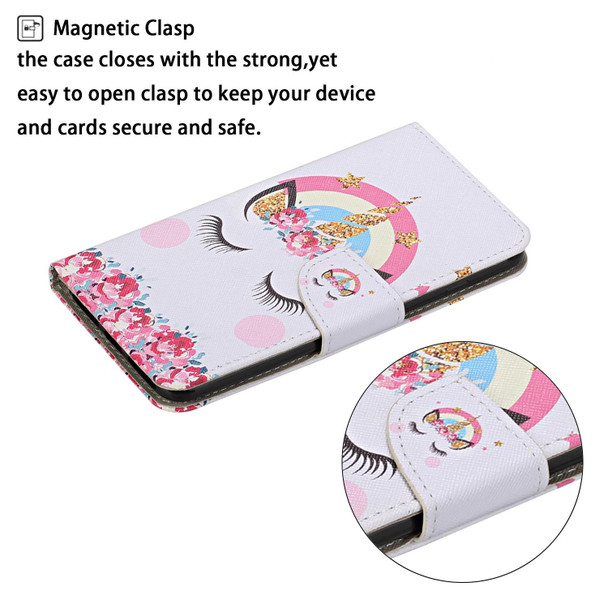 Colored Drawing Pattern Horizontal Flip Leatherette Case with Holder & Card Slots & Wallet - iPhone 12 Pro Max(Crown Unicorn)