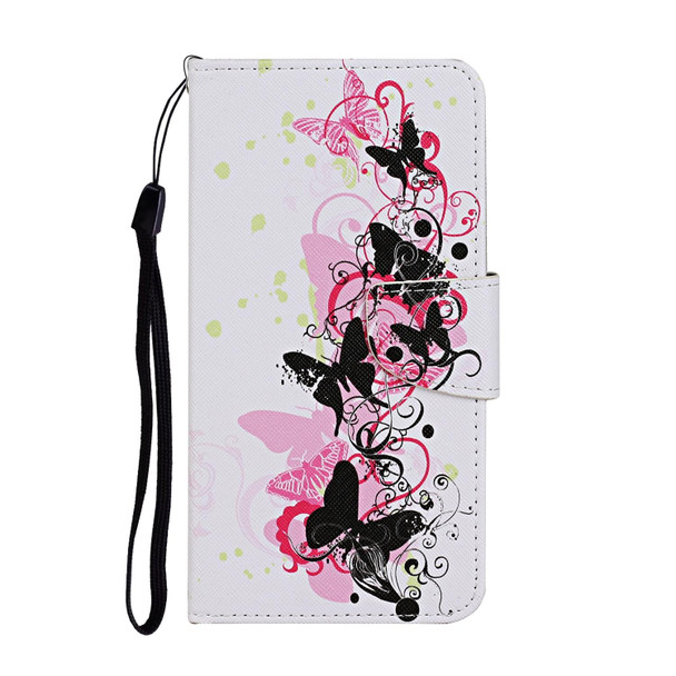 Colored Drawing Pattern Horizontal Flip Leatherette Case with Holder & Card Slots & Wallet - iPhone 12 Pro Max(Four Butterflies)