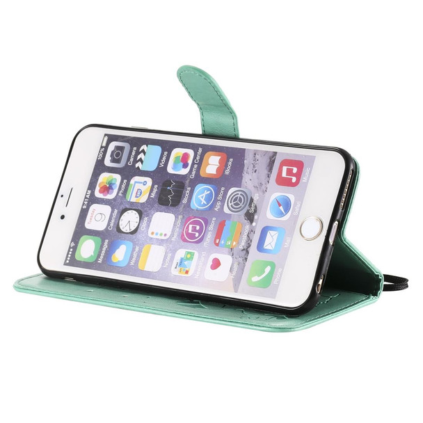 iPhone 6 Plus Cat Bee Embossing Pattern Shockproof Horizontal Flip Leather Case with Holder & Card Slots & Wallet(Green)