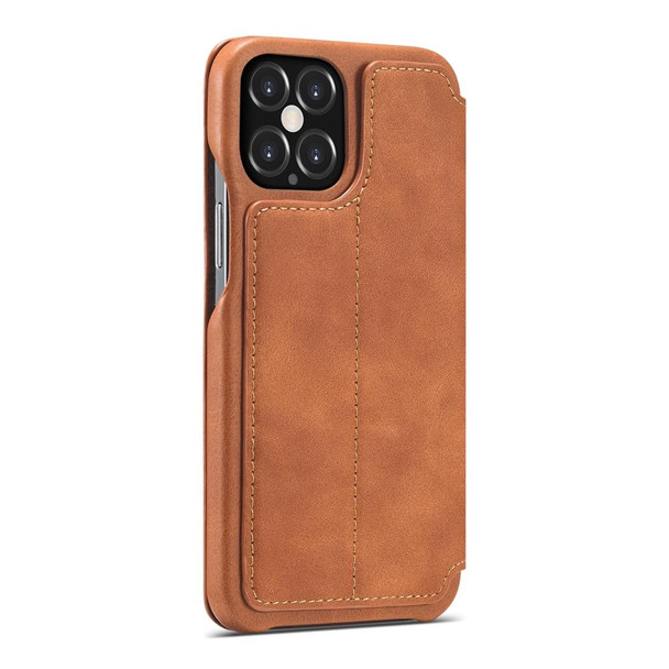 iPhone 12 / 12 Pro LC.IMEEKE Hon Ancient Series Horizontal Flip Leather Case with Holder & Card Slot(Brown)