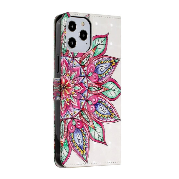 iPhone 12 Pro Max 3D Painted Pattern Horizontal Flip Leather Case with Holder & Card Slots & Photo Frame & Wallet(Half Flower)