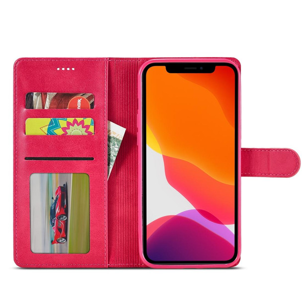 iPhone 12 Pro Max LC.IMEEKE Calf Texture Horizontal Flip Leather Case with Holder & Card Slots & Wallet(Red)