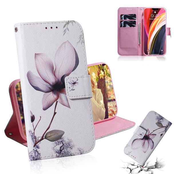 iPhone 12 Pro Max Coloured Drawing Horizontal Flip Leather Case, with Holder & Card Slots & Wallet(Magnolia Flower)