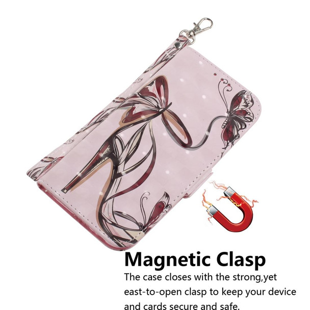 iPhone 12 / 12 Pro 3D Colored Drawing Horizontal Flip Leather Case with Holder & Card Slots & Wallet & Lanyard(Butterfly High-heeled)