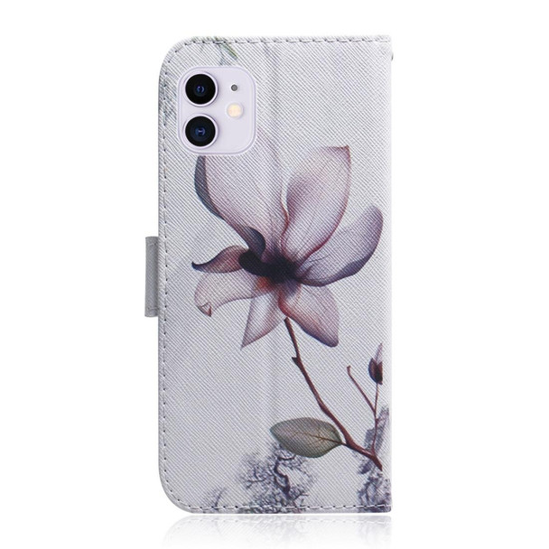 iPhone 12 / 12 Pro Coloured Drawing Horizontal Flip Leather Case, with Holder & Card Slots & Wallet(Magnolia Flower)