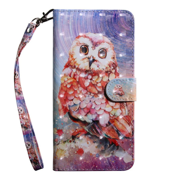 iPhone 12 Pro Max 3D Painting Pattern Coloured Drawing Horizontal Flip PU Leather Case with Holder & Card Slots & Wallet & Lanyard(Owl)