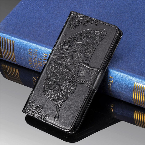 Butterfly Love Flowers Embossing Horizontal Flip Leatherette Case - iPhone 11 Pro with Holder & Card Slots & Wallet & Lanyard(Black)