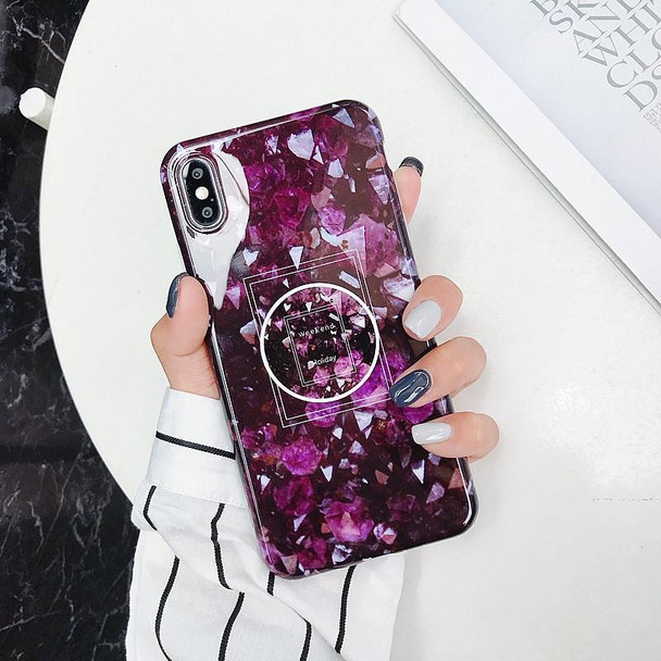 Glossy Marble Folding Bracket Anti-drop TPU Case for iPhone XR(Z12)