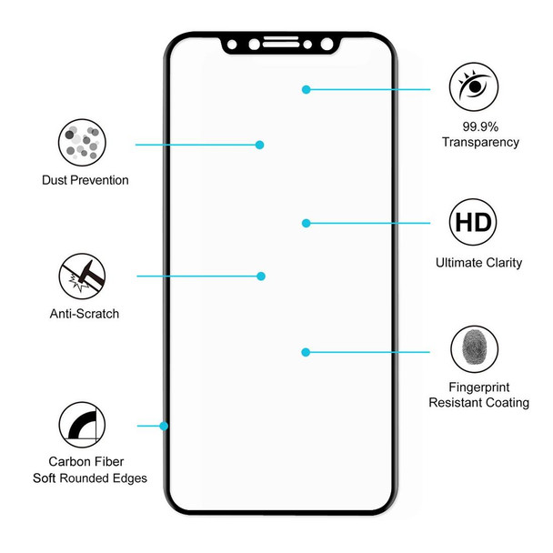 ENKAY Hat-Prince for iPhone X  0.2mm 9H Surface Hardness 3D Explosion-proof Full Screen Carbon Fiber Soft Edges Tempered Glass Screen Film(Black)