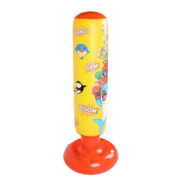 Cartoon Underwater Animal Pattern Children Inflatable Vertical Boxing Column Tumbler Inflatable Sandbag, Height: 1.25m(Yellow)